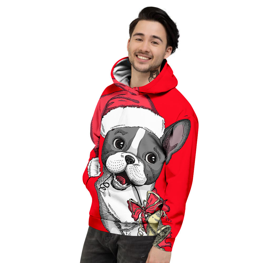 Santa Christmas French Bulldog Print Men's Hoodie-grizzshop