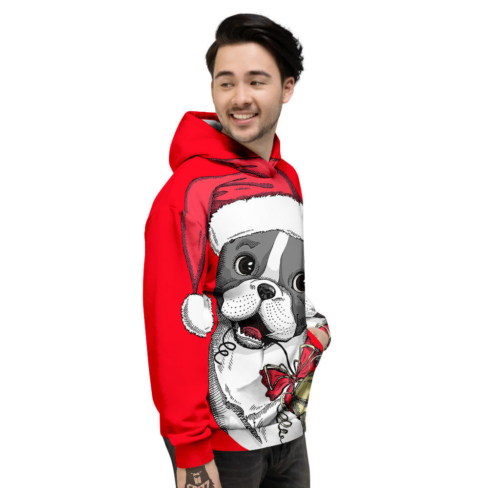 Santa Christmas French Bulldog Print Men's Hoodie-grizzshop