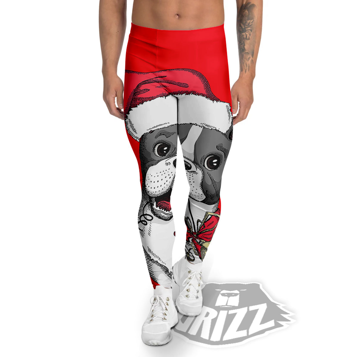 Santa Christmas French Bulldog Print Men's Leggings-grizzshop