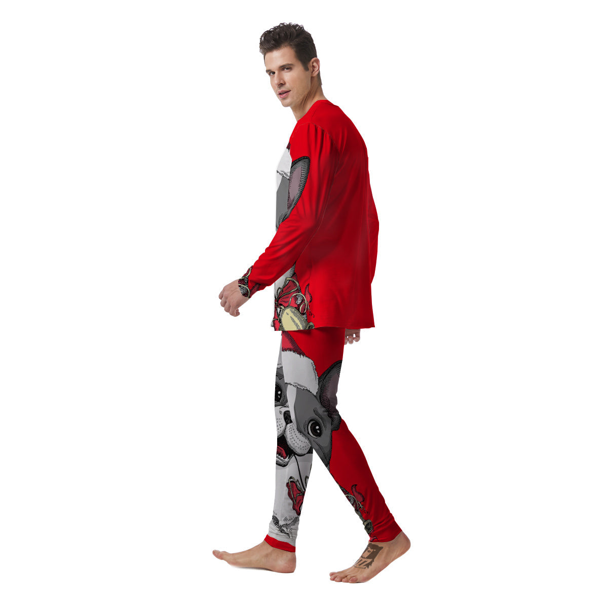 Santa Christmas French Bulldog Print Men's Pajamas-grizzshop