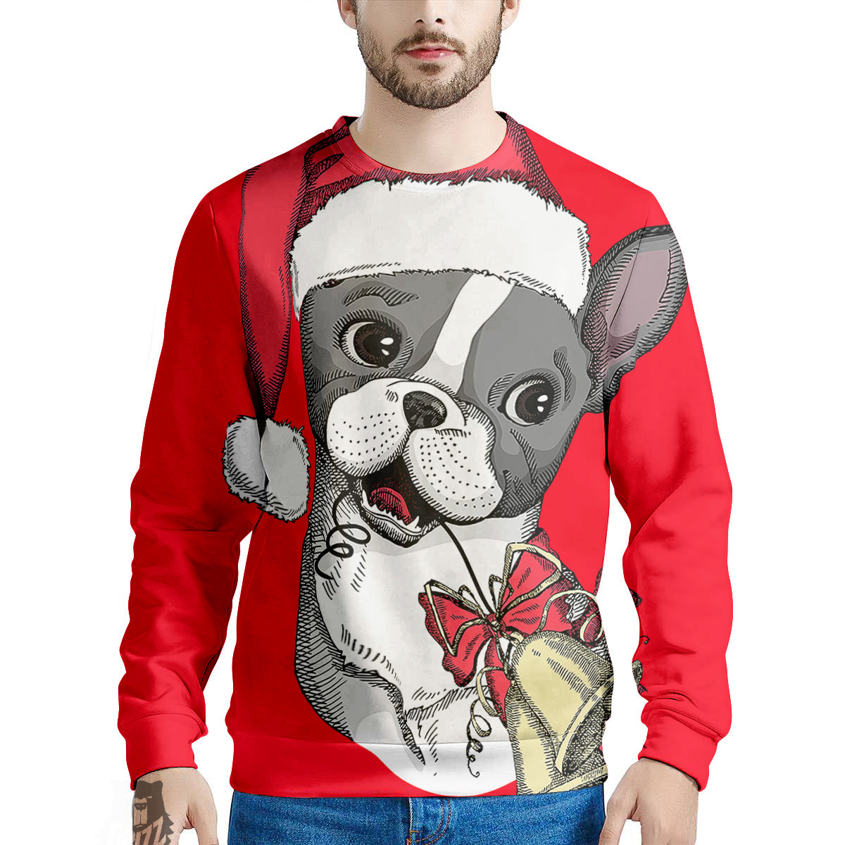 Santa Christmas French Bulldog Print Men's Sweatshirt-grizzshop
