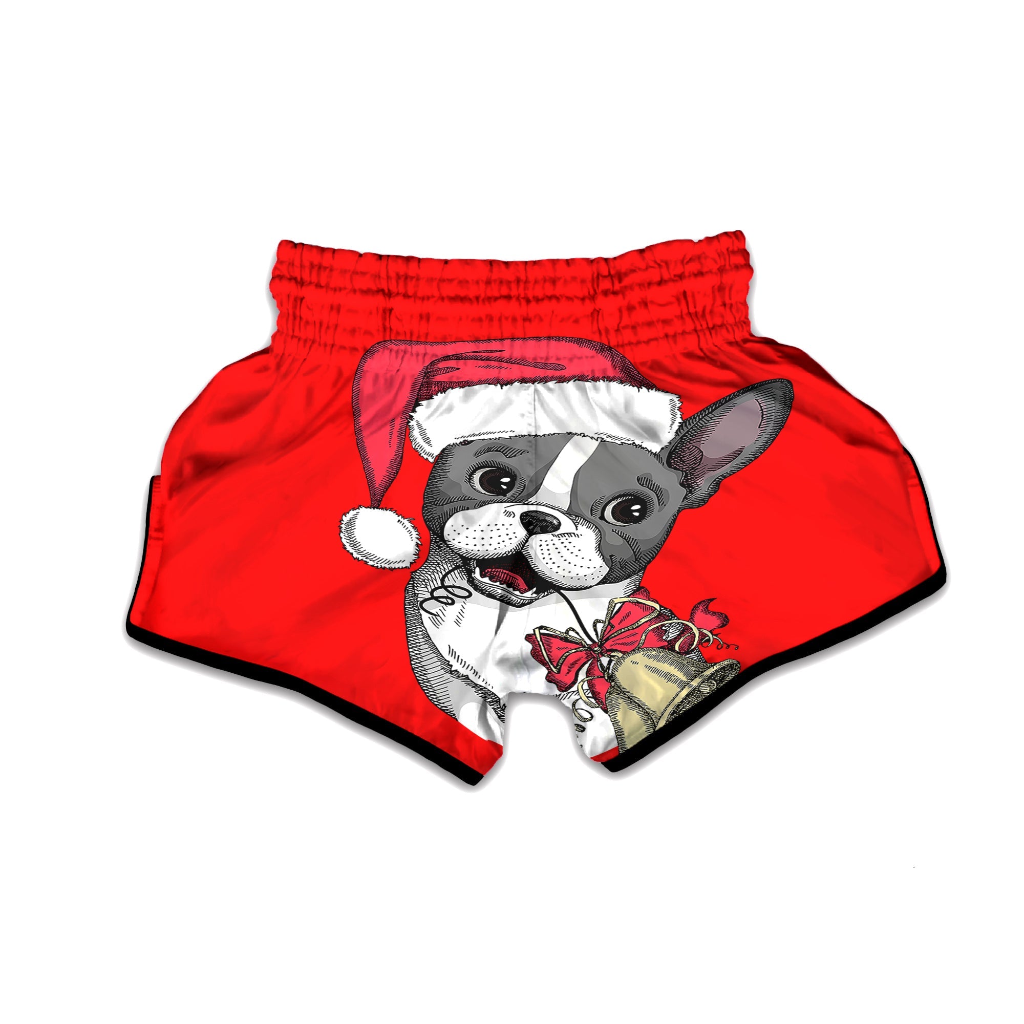 Santa Christmas French Bulldog Print Muay Thai Boxing Shorts-grizzshop