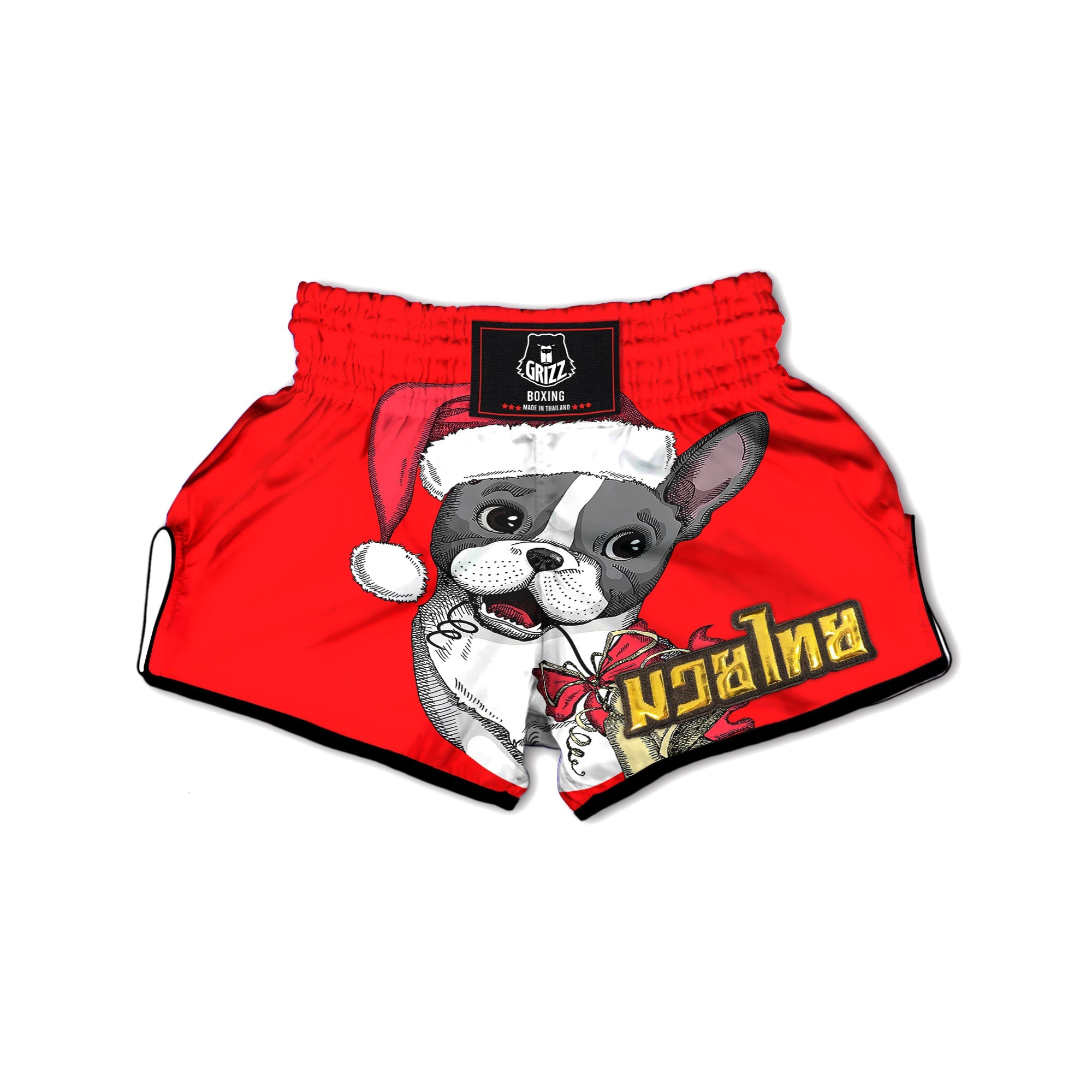 Santa Christmas French Bulldog Print Muay Thai Boxing Shorts-grizzshop