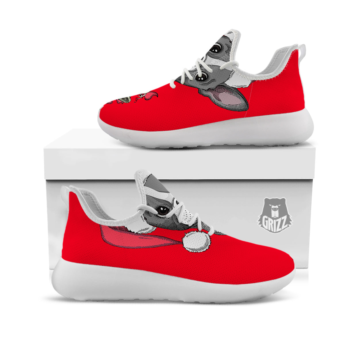 Santa Christmas French Bulldog Print White Athletic Shoes-grizzshop