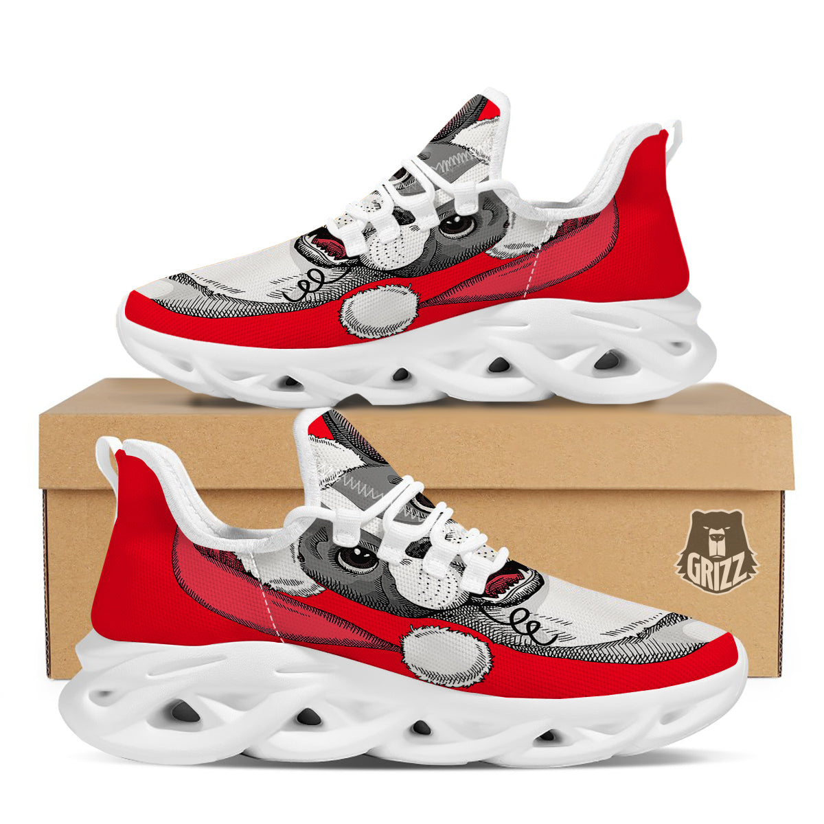 Santa Christmas French Bulldog Print White Running Shoes-grizzshop