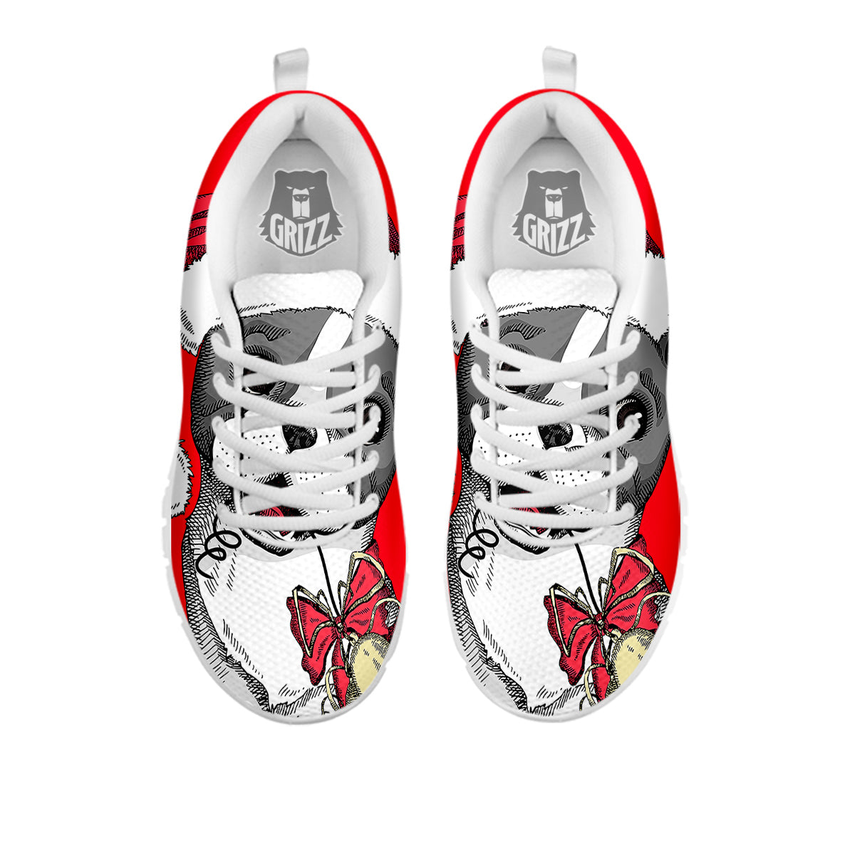 Santa Christmas French Bulldog Print White Sneaker-grizzshop