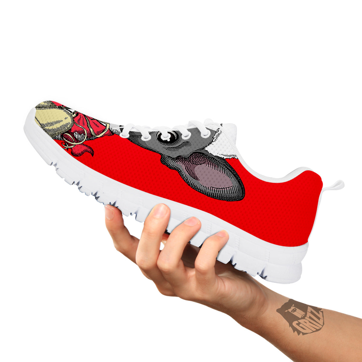 Santa Christmas French Bulldog Print White Sneaker-grizzshop