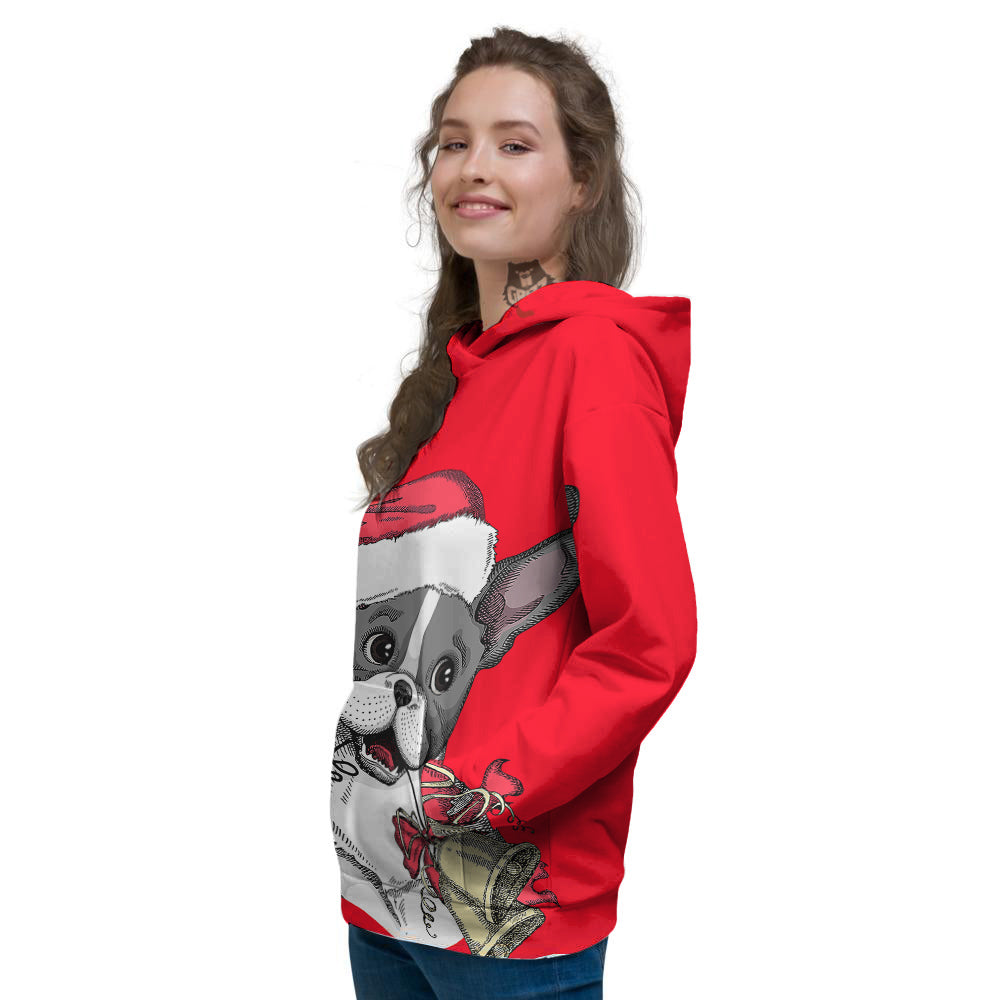 Santa Christmas French Bulldog Print Women's Hoodie-grizzshop