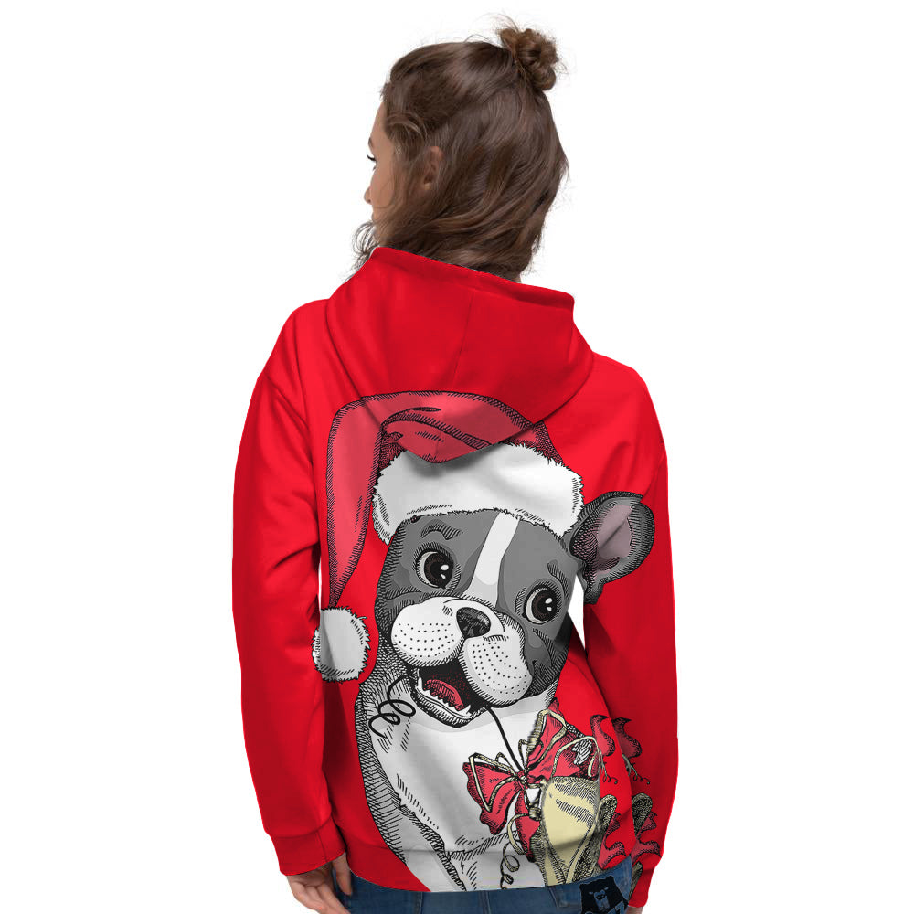 Santa Christmas French Bulldog Print Women's Hoodie-grizzshop