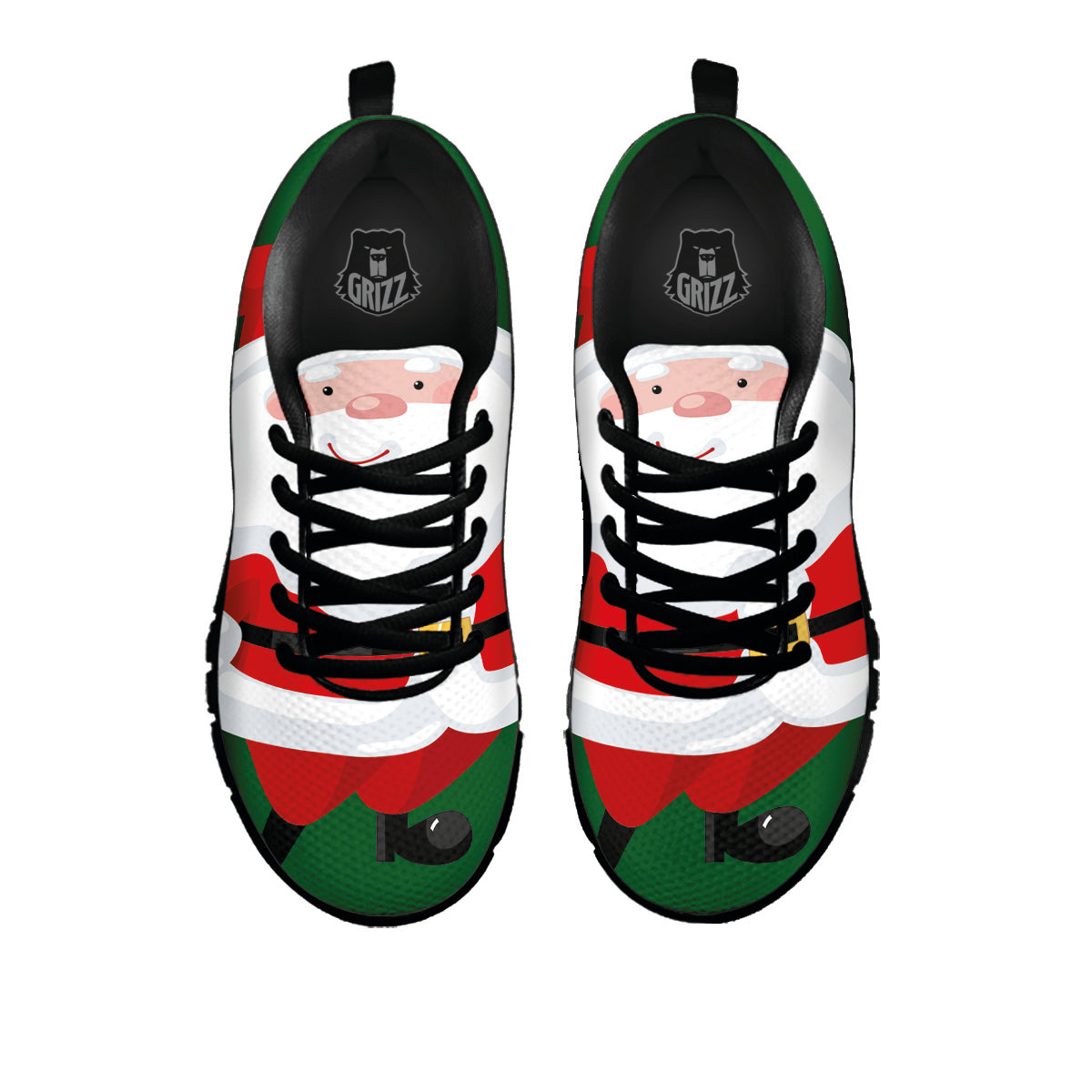 Santa Claus Cartoon Print Black Sneaker-grizzshop