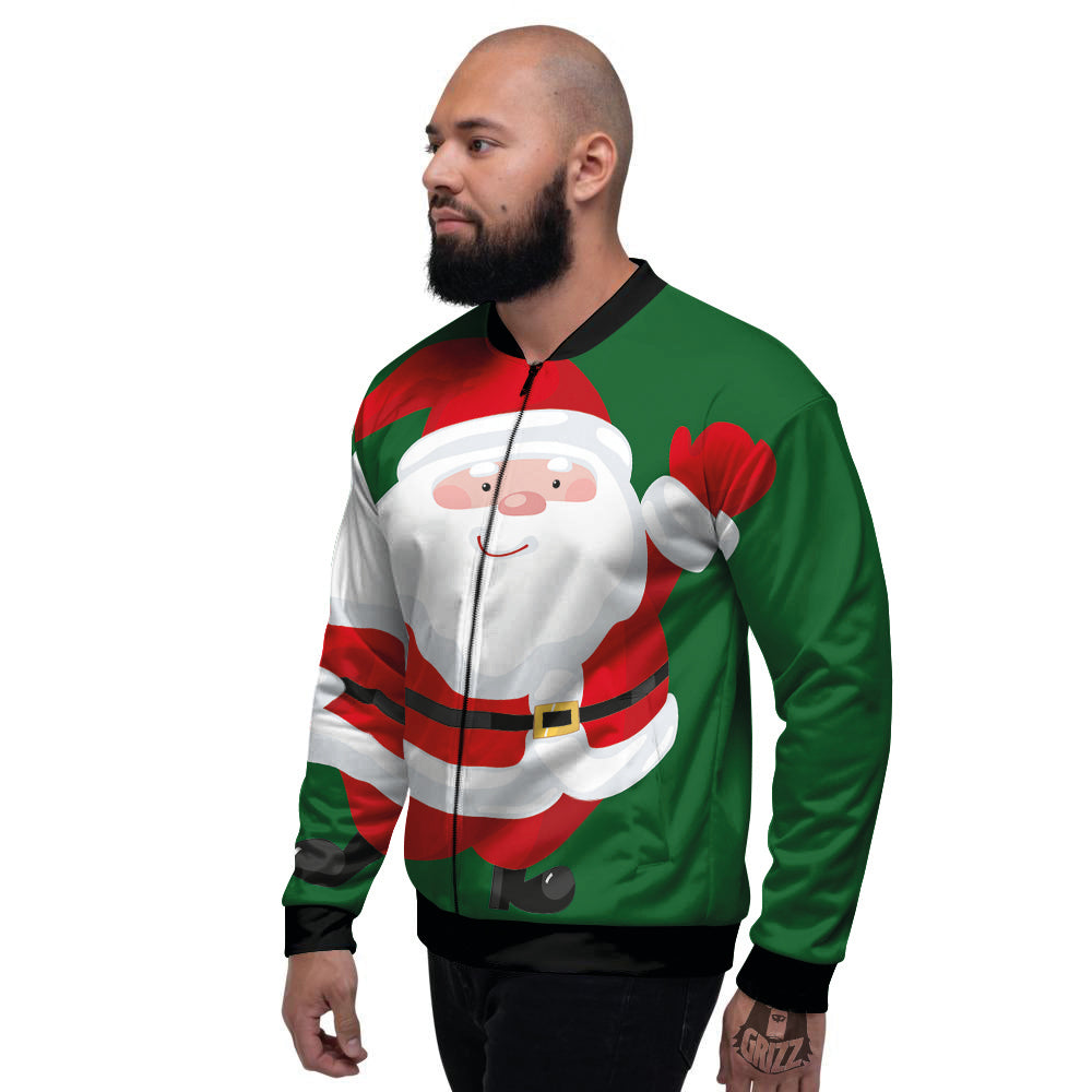 Santa Claus Cartoon Print Men's Bomber Jacket-grizzshop