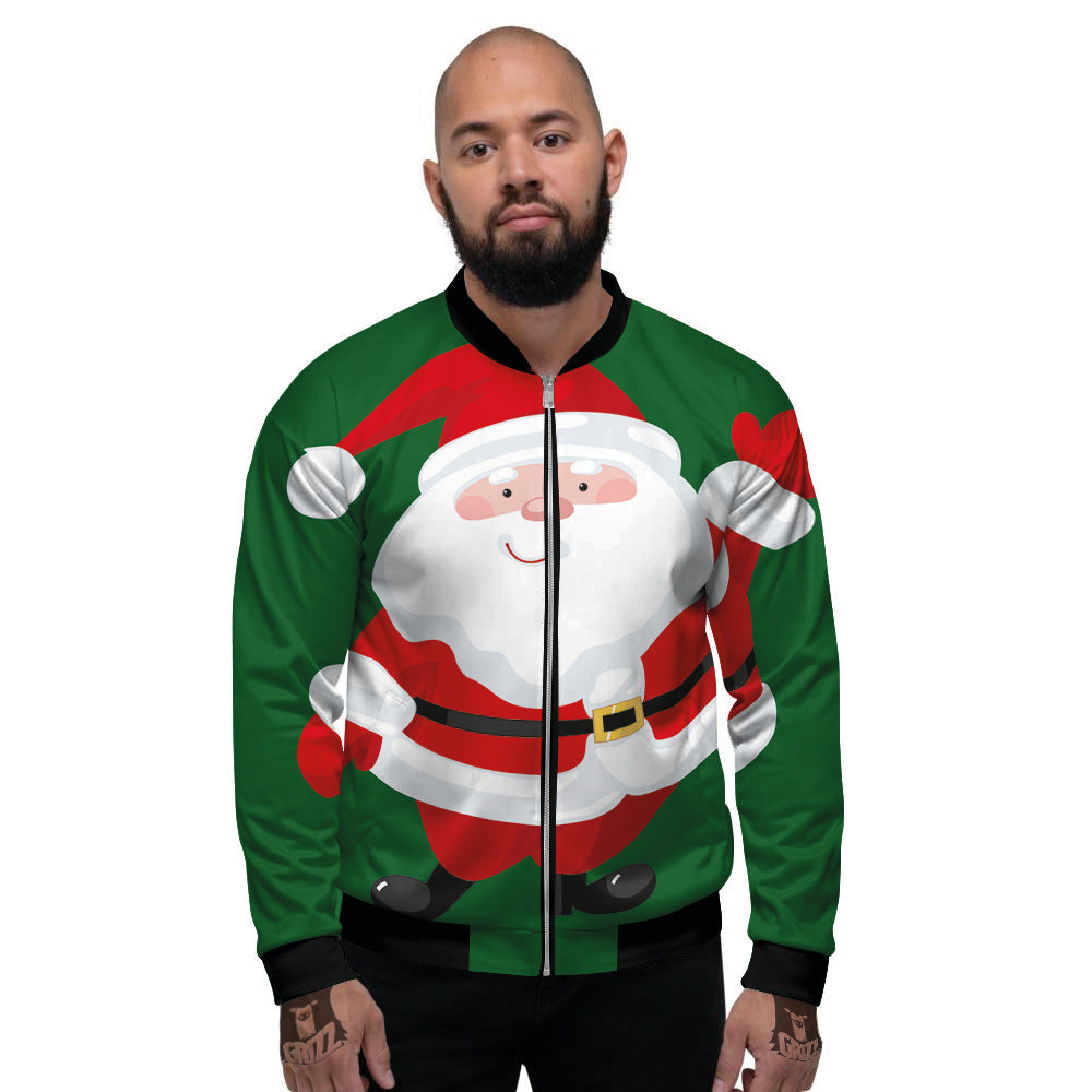Santa Claus Cartoon Print Men's Bomber Jacket-grizzshop