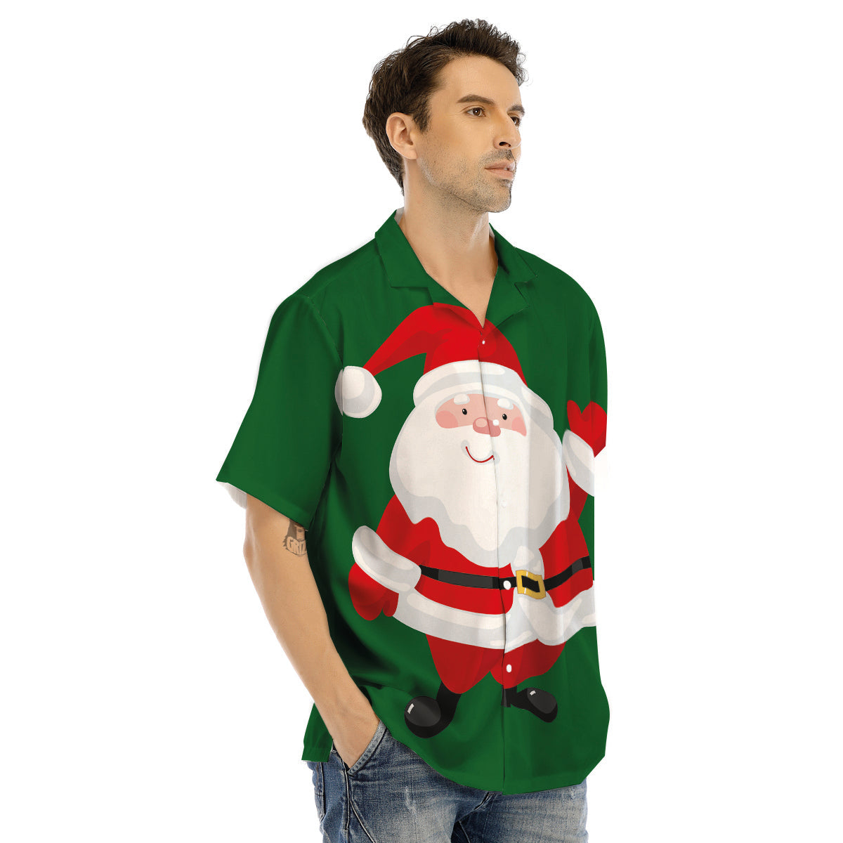 Santa Claus Cartoon Print Men's Hawaiian Shirt-grizzshop