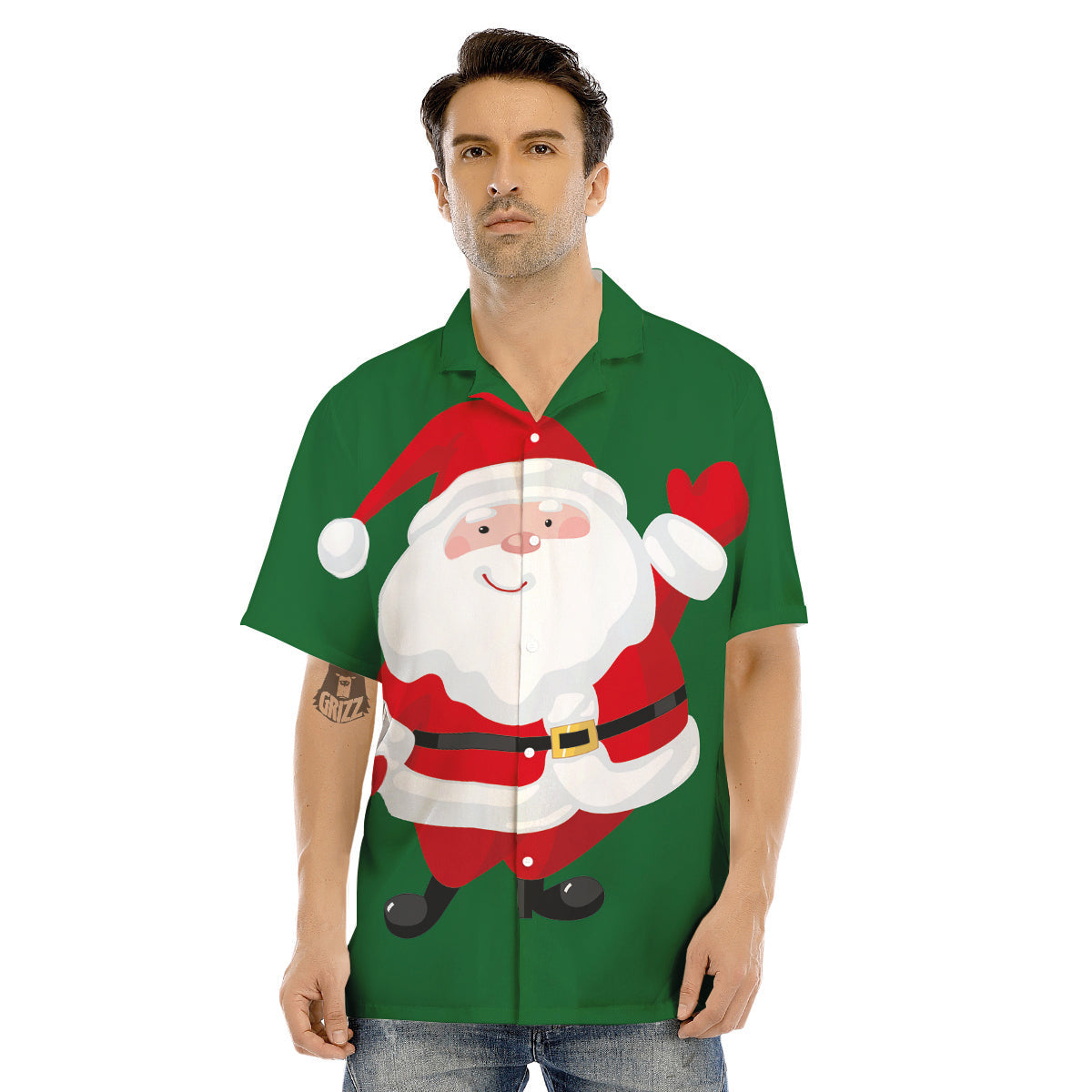 Santa Claus Cartoon Print Men's Hawaiian Shirt-grizzshop