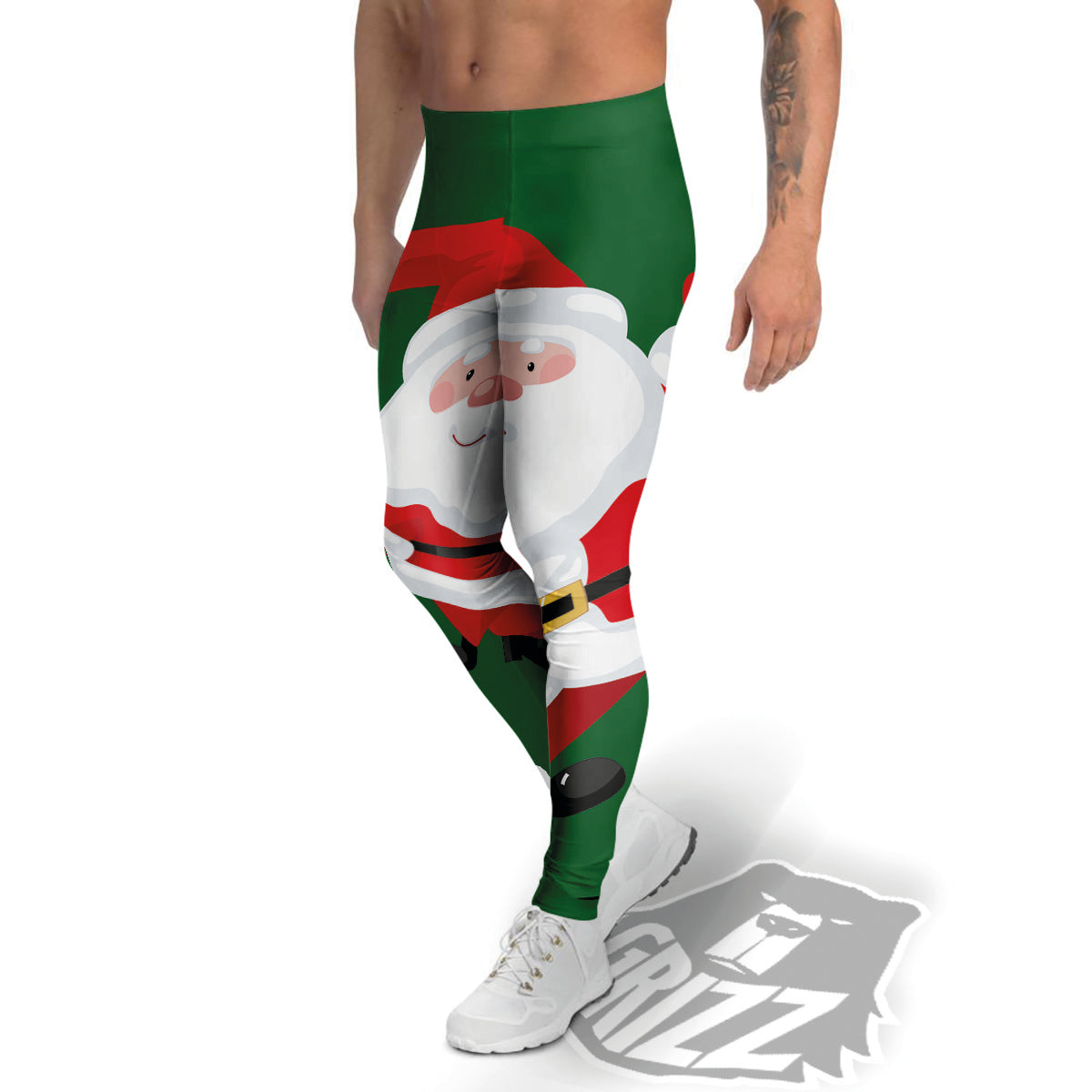 Santa Claus Cartoon Print Men's Leggings-grizzshop