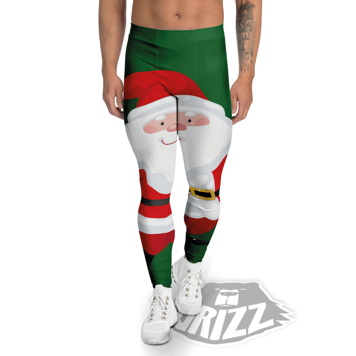 Santa Claus Cartoon Print Men's Leggings-grizzshop