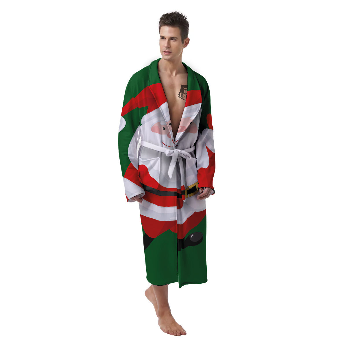 Santa Claus Cartoon Print Men's Robe-grizzshop