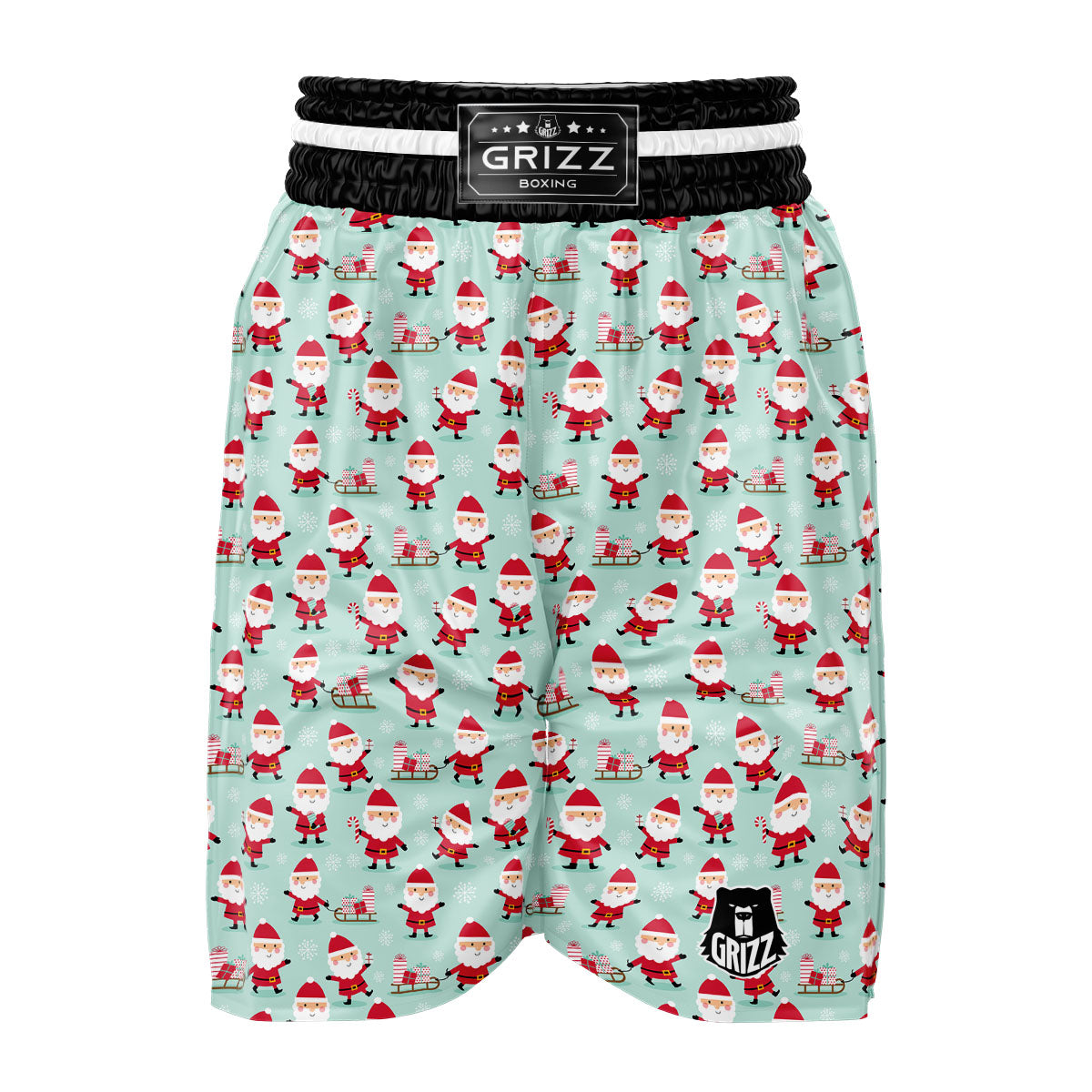 Santa Claus Cartoon Print Pattern Boxing Shorts-grizzshop