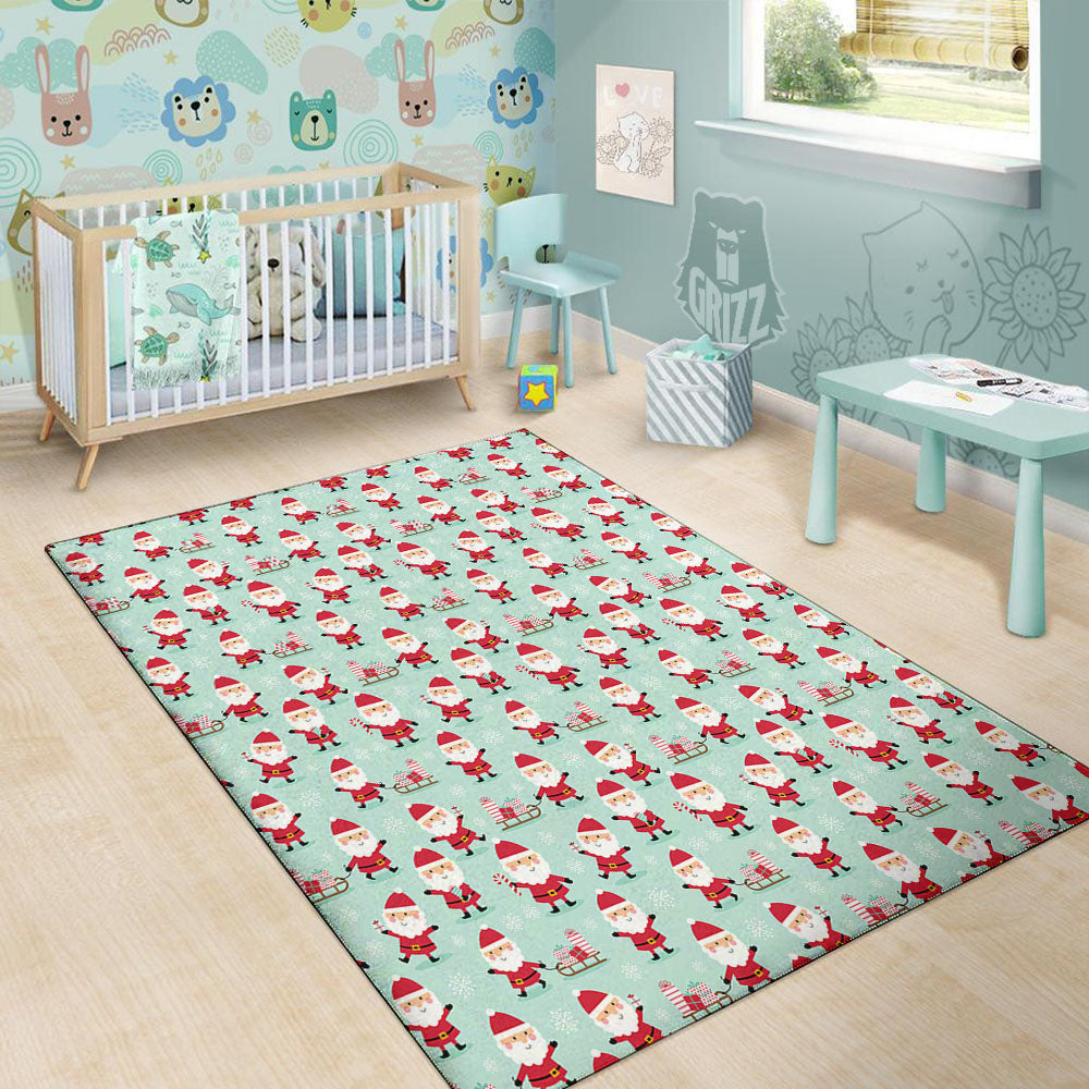 Santa Claus Cartoon Print Pattern Floor Mat-grizzshop