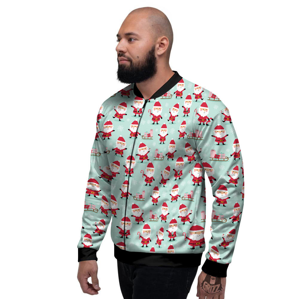 Santa Claus Cartoon Print Pattern Men's Bomber Jacket-grizzshop