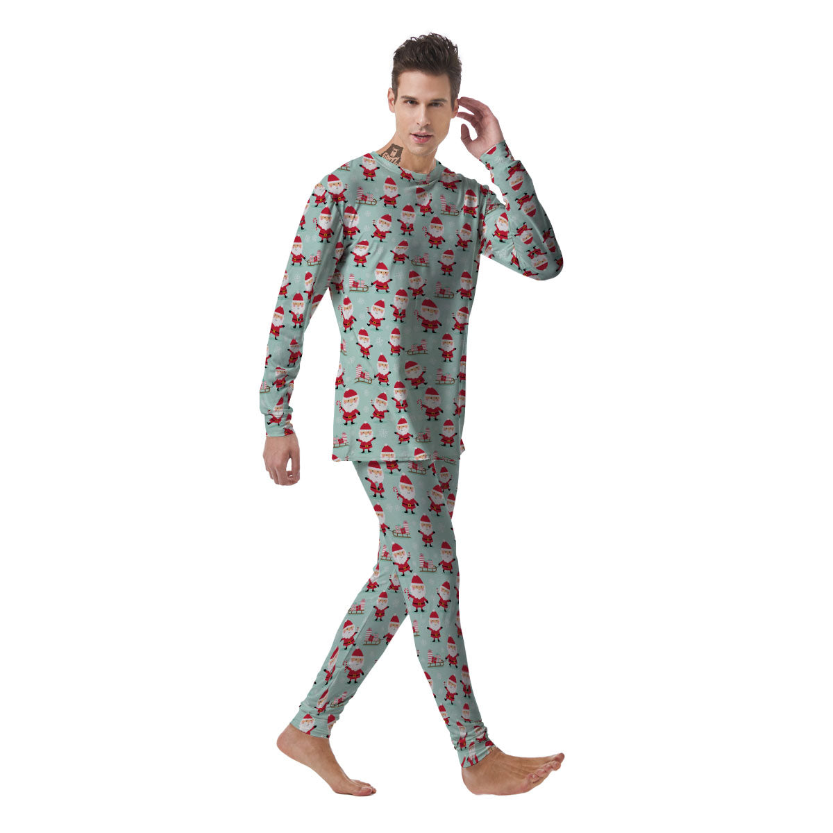 Santa Claus Cartoon Print Pattern Men's Pajamas-grizzshop