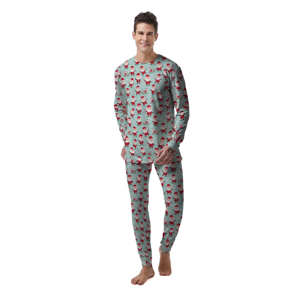 Santa Claus Cartoon Print Pattern Men's Pajamas-grizzshop