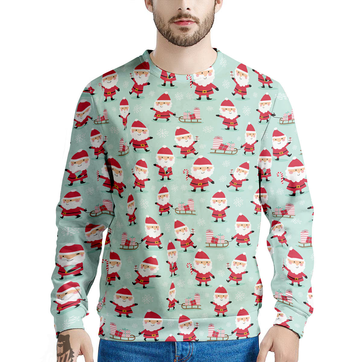 Santa Claus Cartoon Print Pattern Men's Sweatshirt-grizzshop