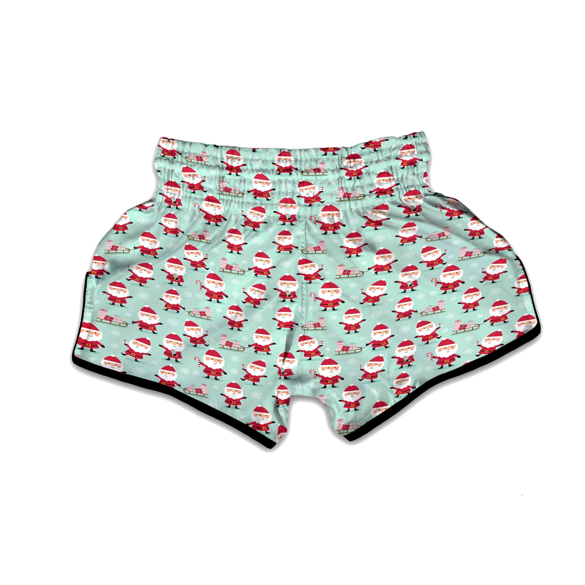 Santa Claus Cartoon Print Pattern Muay Thai Boxing Shorts-grizzshop