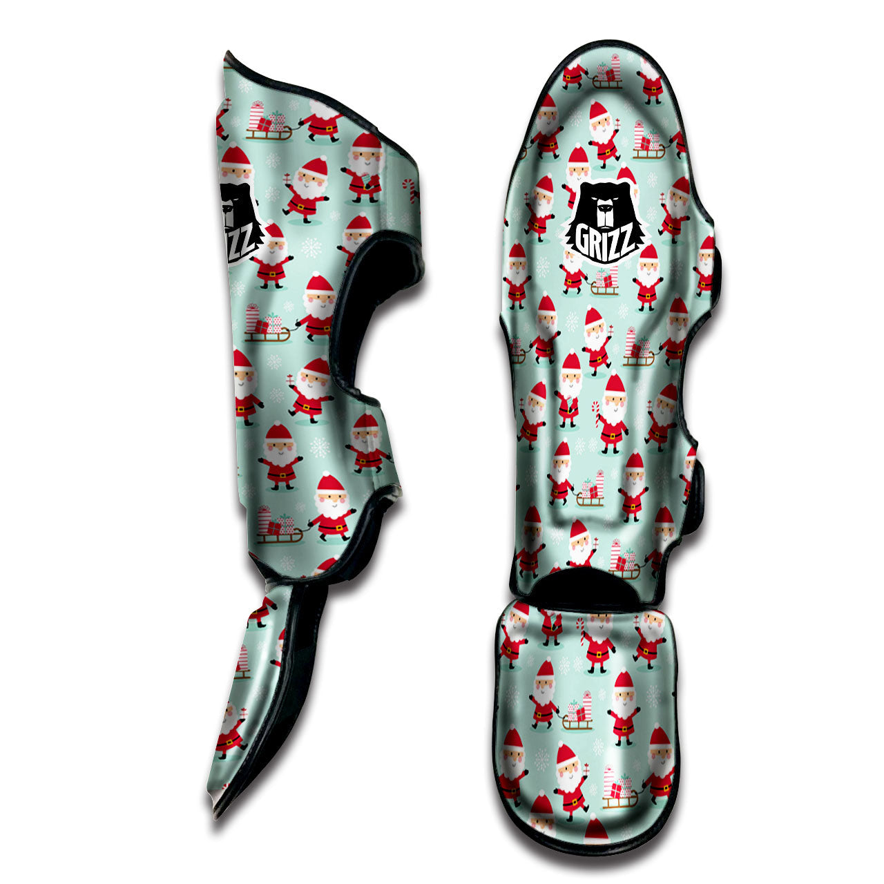 Santa Claus Cartoon Print Pattern Muay Thai Shin Guards-grizzshop