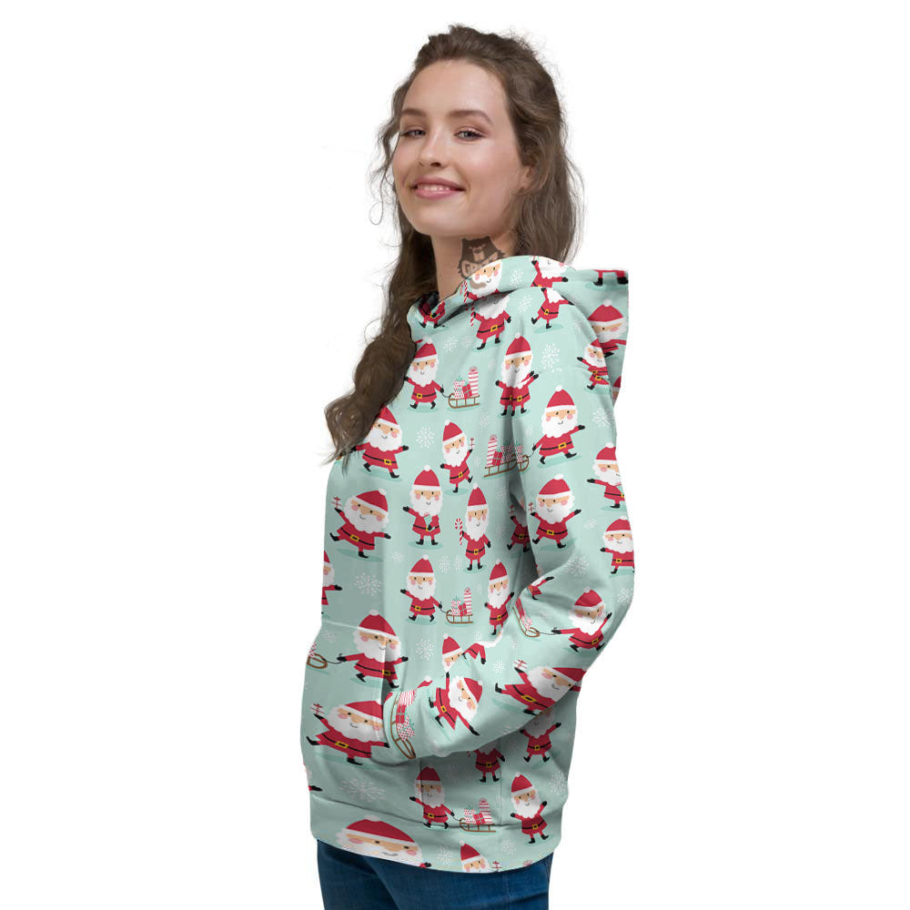 Santa Claus Cartoon Print Pattern Women's Hoodie-grizzshop