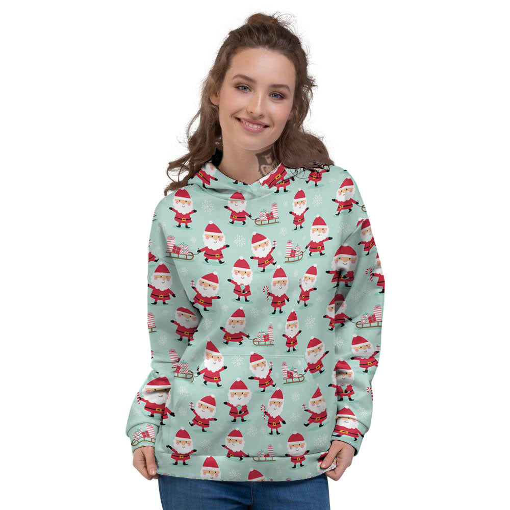 Santa Claus Cartoon Print Pattern Women's Hoodie-grizzshop