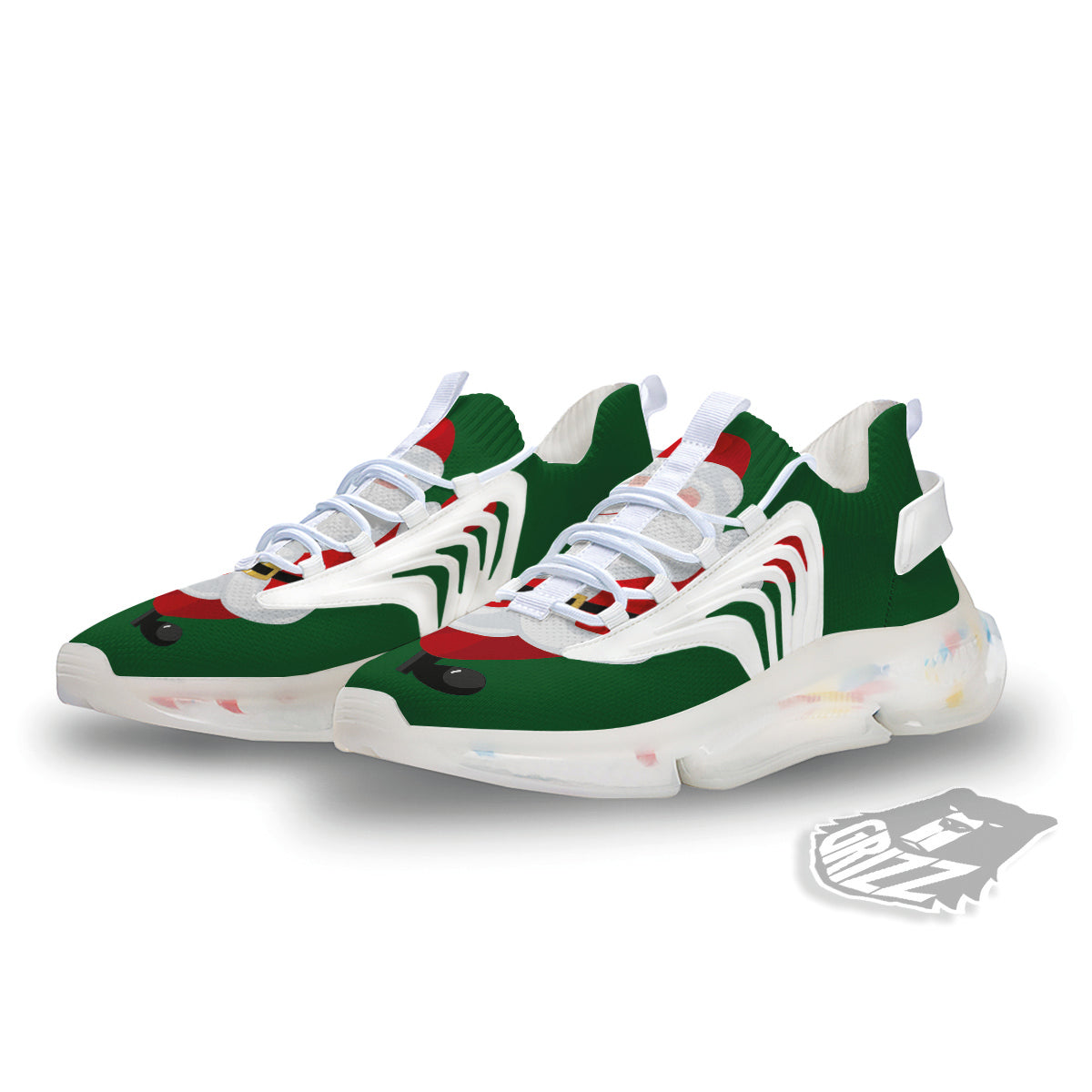 Santa Claus Cartoon Print White Gym Shoes-grizzshop