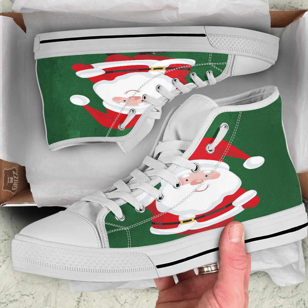 Santa Claus Cartoon Print White High Top Shoes-grizzshop