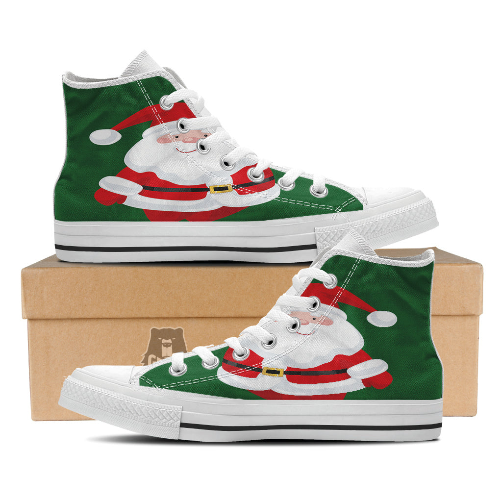 Santa Claus Cartoon Print White High Top Shoes-grizzshop