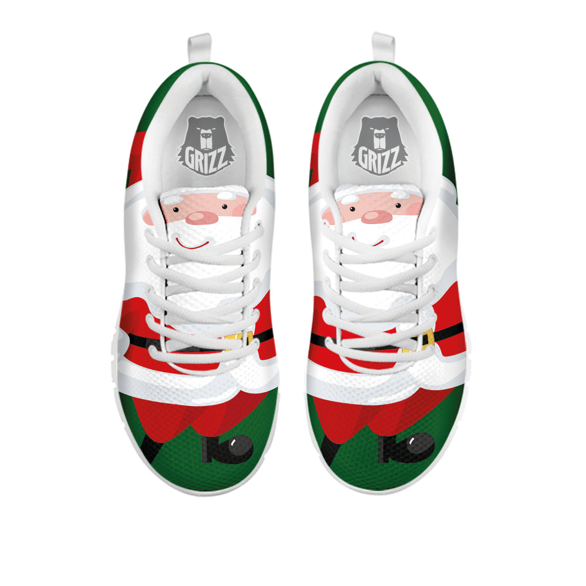 Santa Claus Cartoon Print White Sneaker-grizzshop