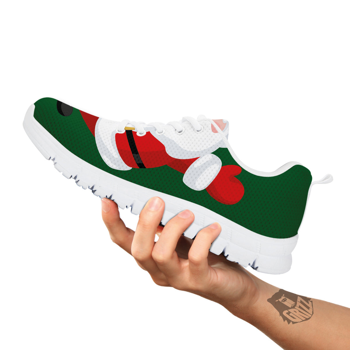 Santa Claus Cartoon Print White Sneaker-grizzshop