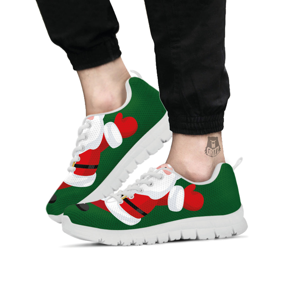 Santa Claus Cartoon Print White Sneaker-grizzshop