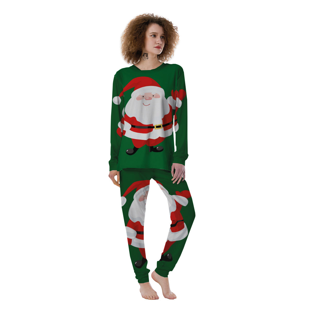 Santa Claus Cartoon Print Women's Pajamas-grizzshop