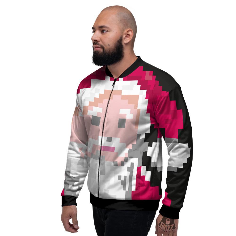Santa Claus Christmas Pixel Print Men's Bomber Jacket-grizzshop