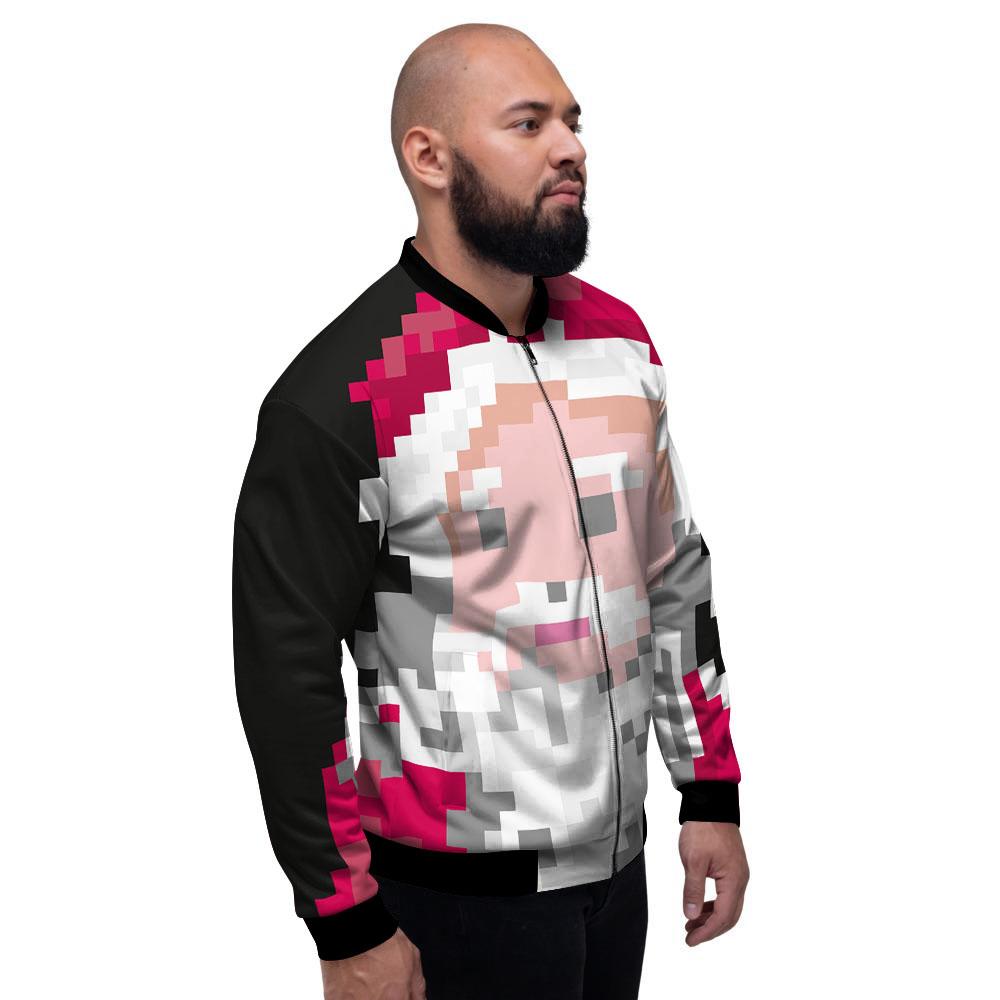 Santa Claus Christmas Pixel Print Men's Bomber Jacket-grizzshop