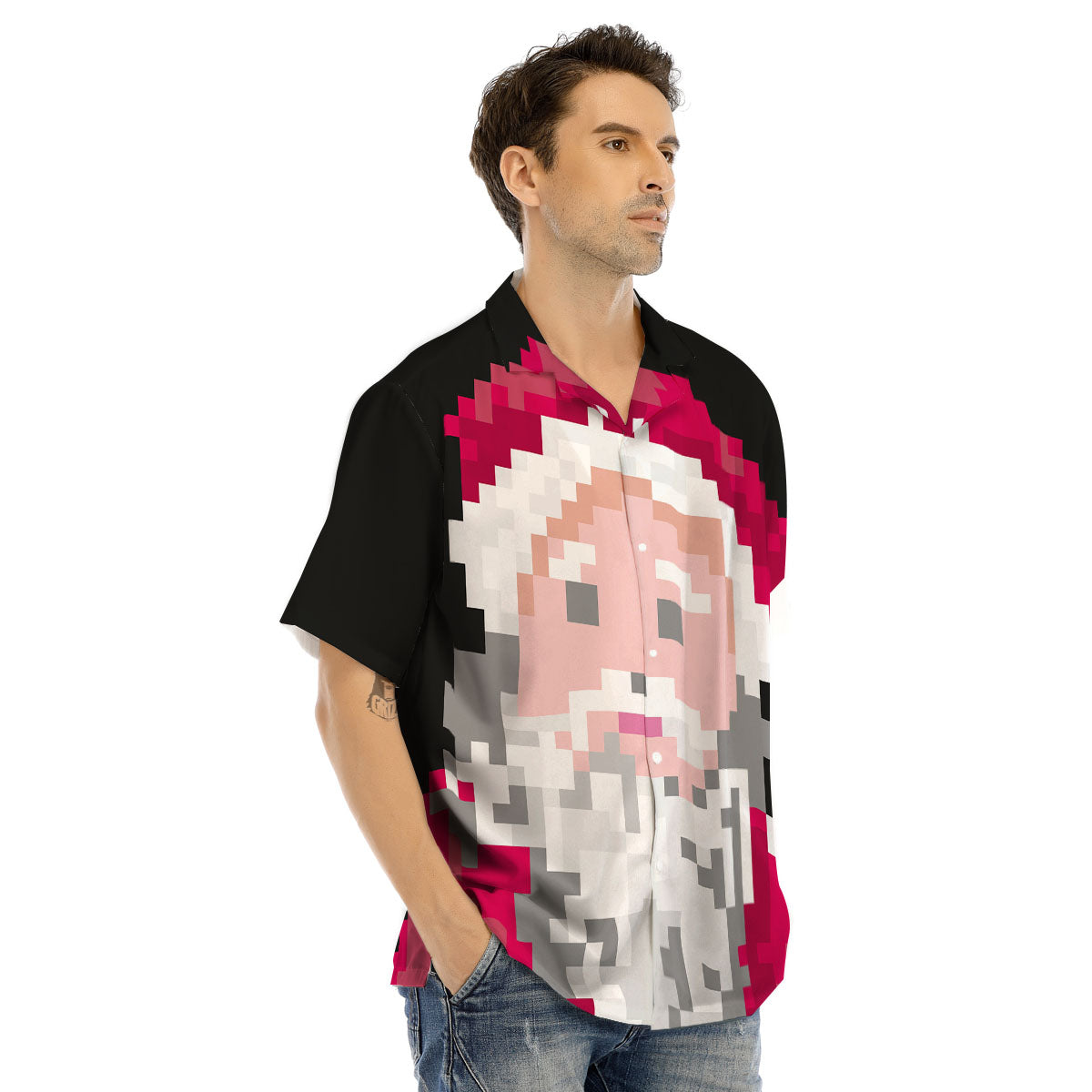 Santa Claus Christmas Pixel Print Men's Hawaiian Shirt-grizzshop