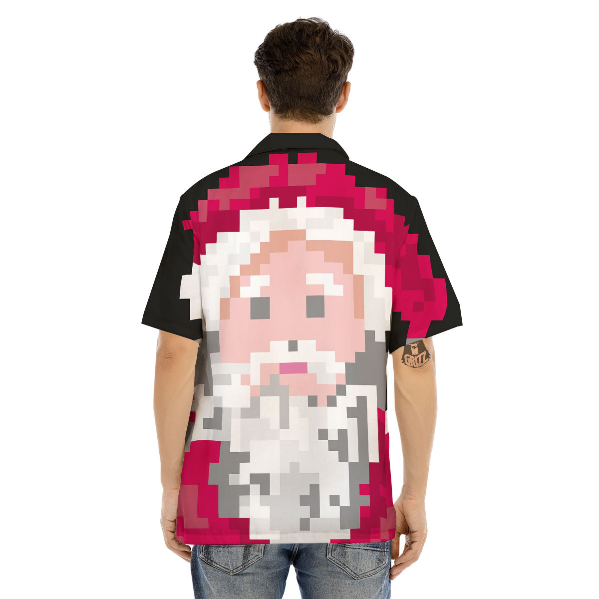 Santa Claus Christmas Pixel Print Men's Hawaiian Shirt-grizzshop