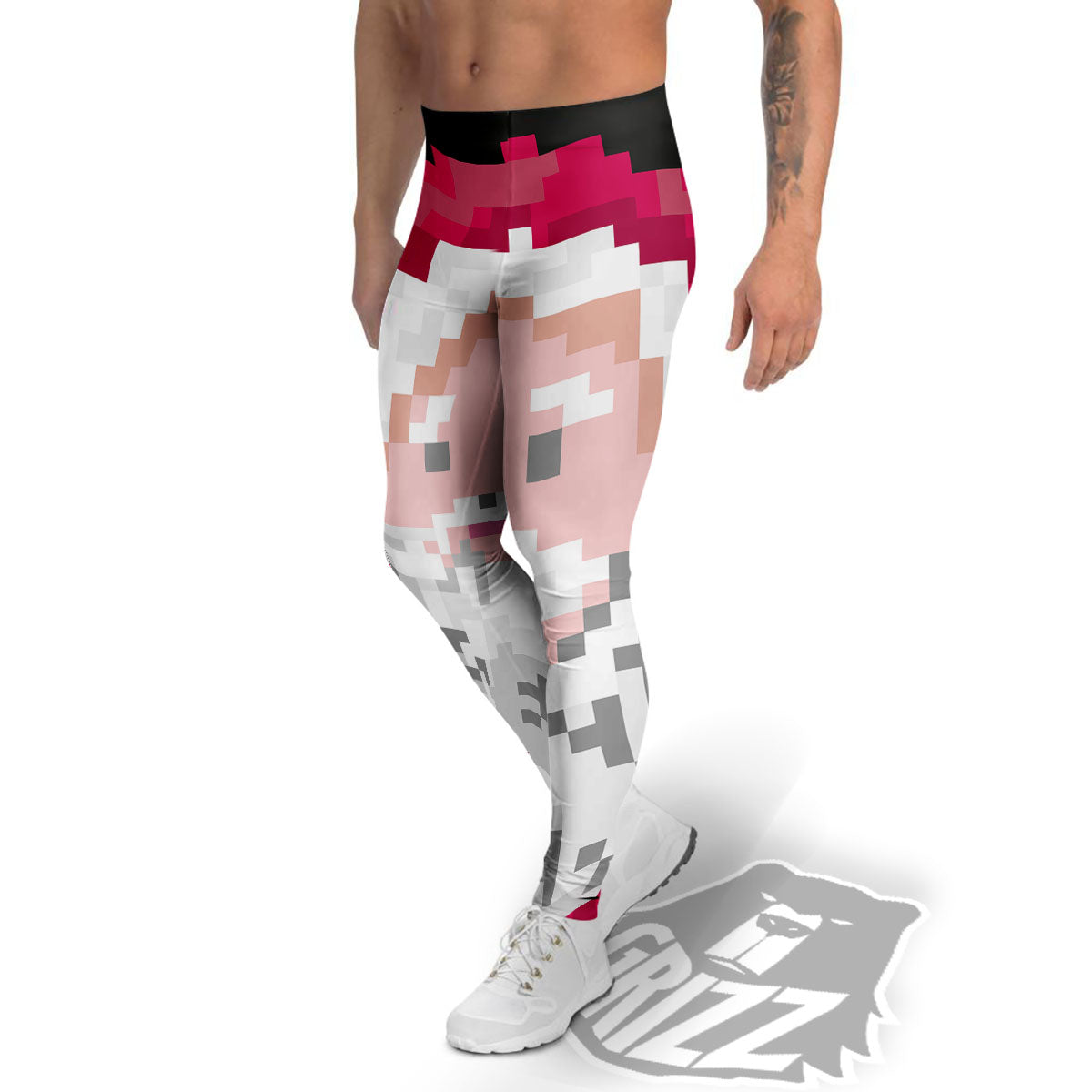 Santa Claus Christmas Pixel Print Men's Leggings-grizzshop