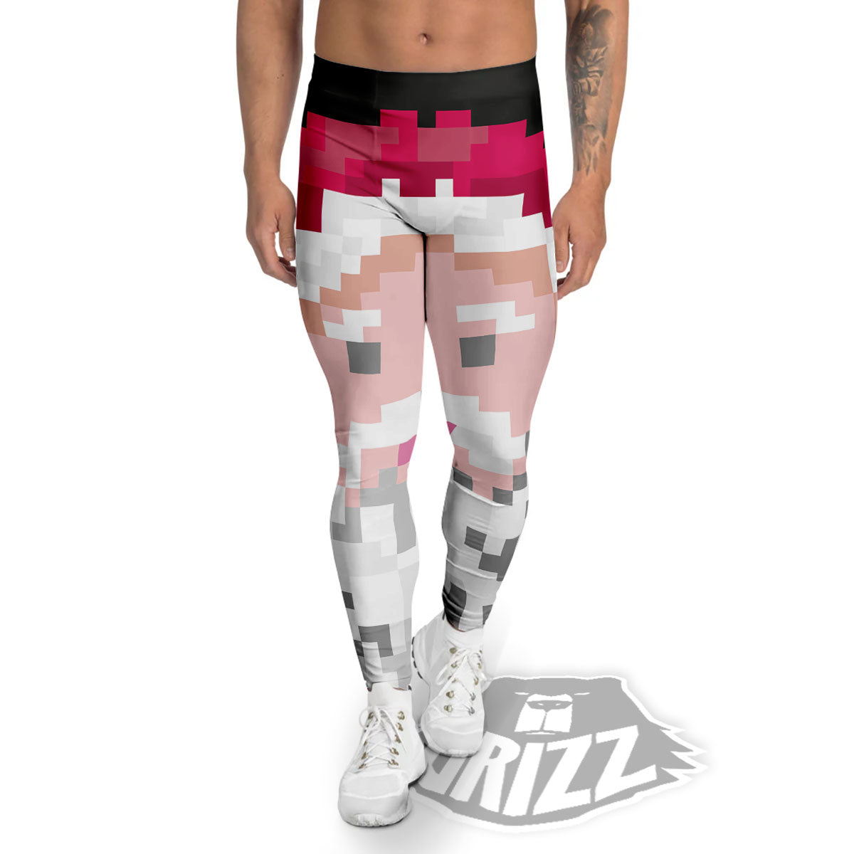 Santa Claus Christmas Pixel Print Men's Leggings-grizzshop