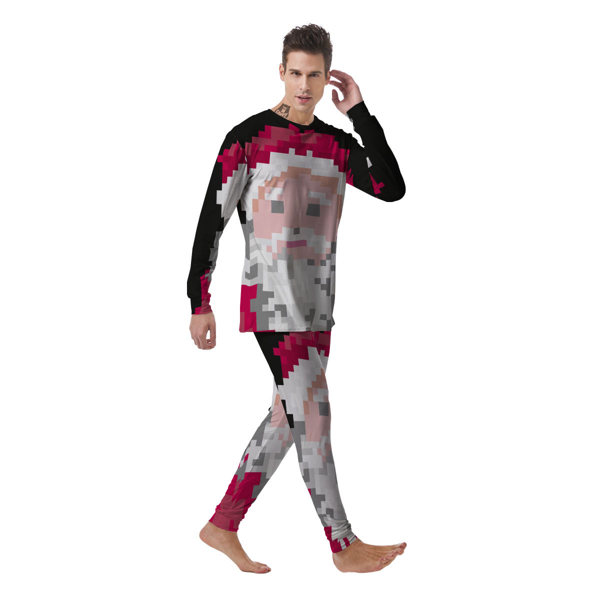 Santa Claus Christmas Pixel Print Men's Pajamas-grizzshop