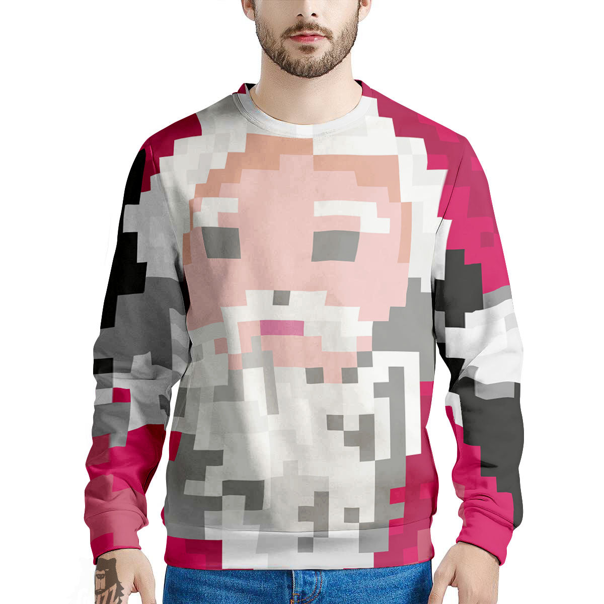 Santa Claus Christmas Pixel Print Men's Sweatshirt-grizzshop