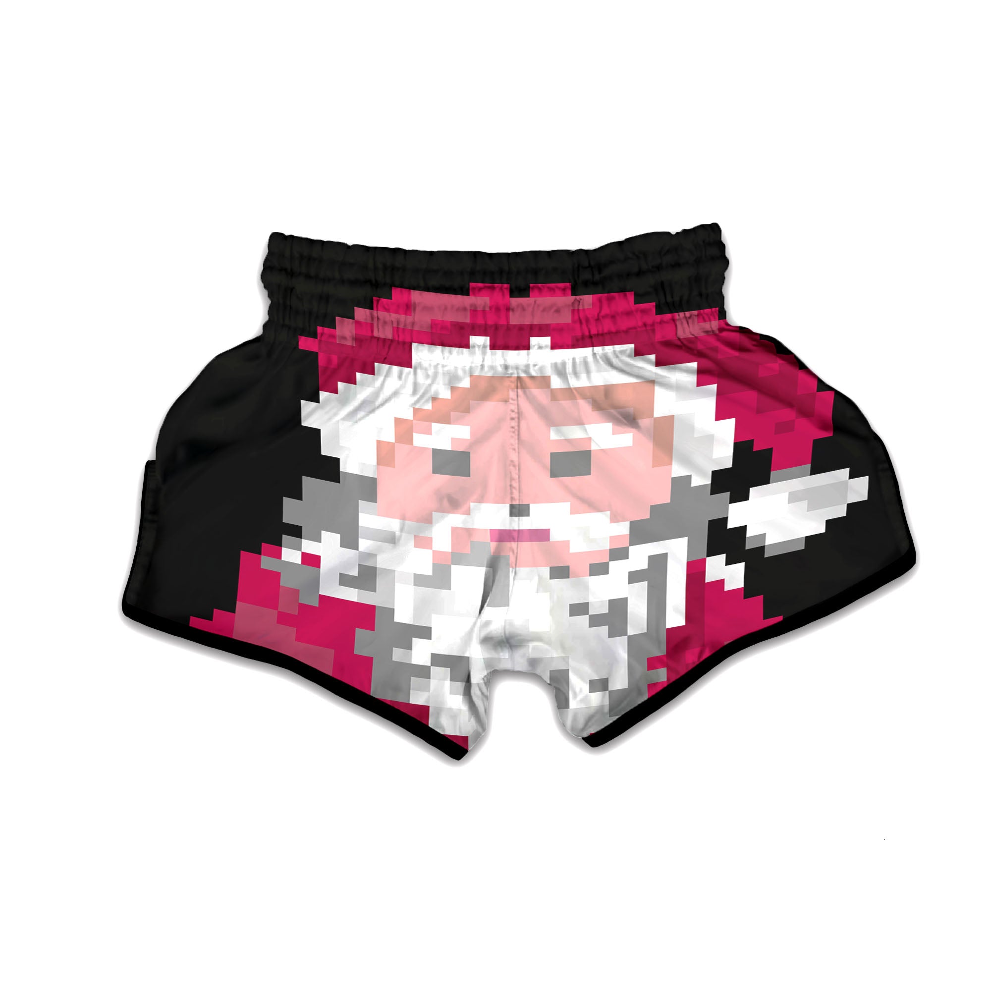 Santa Claus Christmas Pixel Print Muay Thai Boxing Shorts-grizzshop