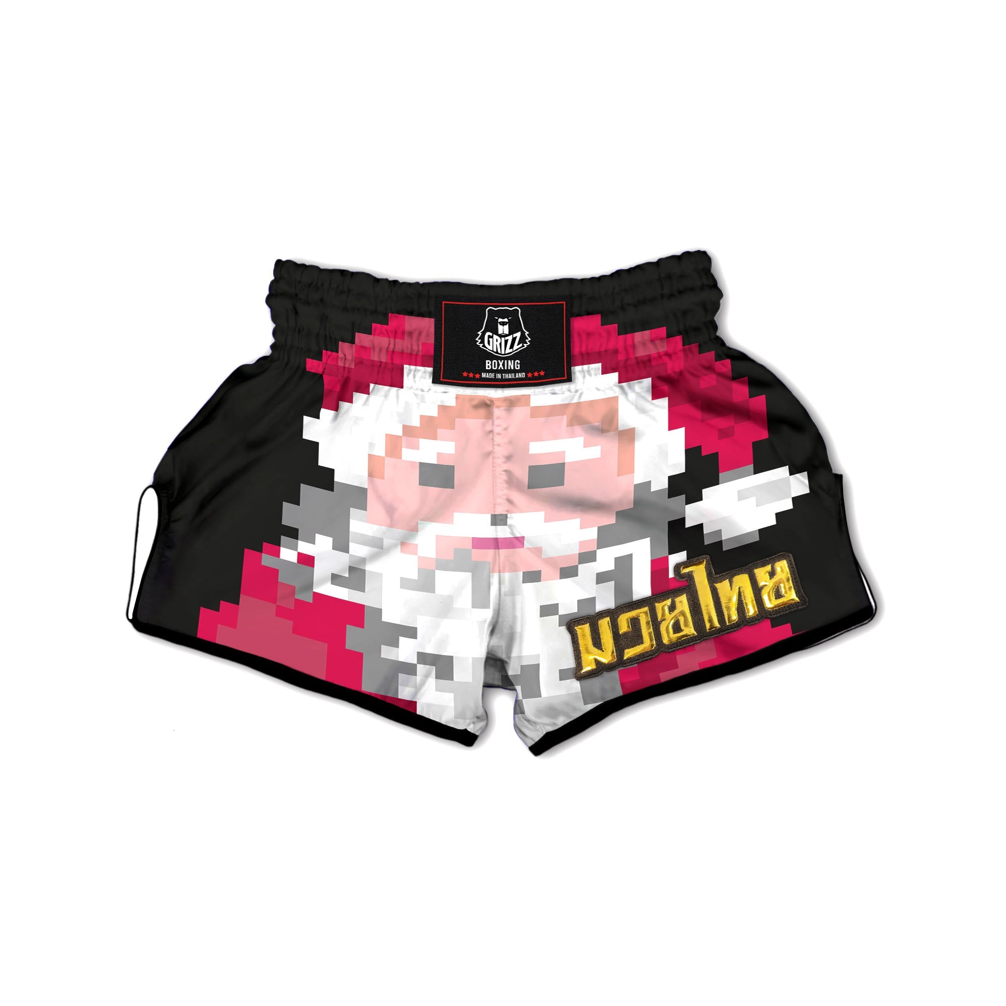 Santa Claus Christmas Pixel Print Muay Thai Boxing Shorts-grizzshop
