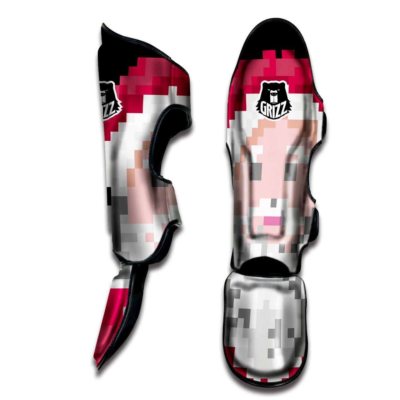Santa Claus Christmas Pixel Print Muay Thai Shin Guards-grizzshop