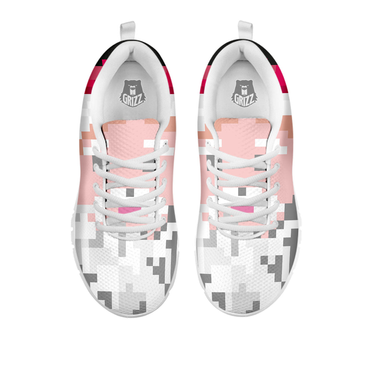 Santa Claus Christmas Pixel Print White Sneaker-grizzshop